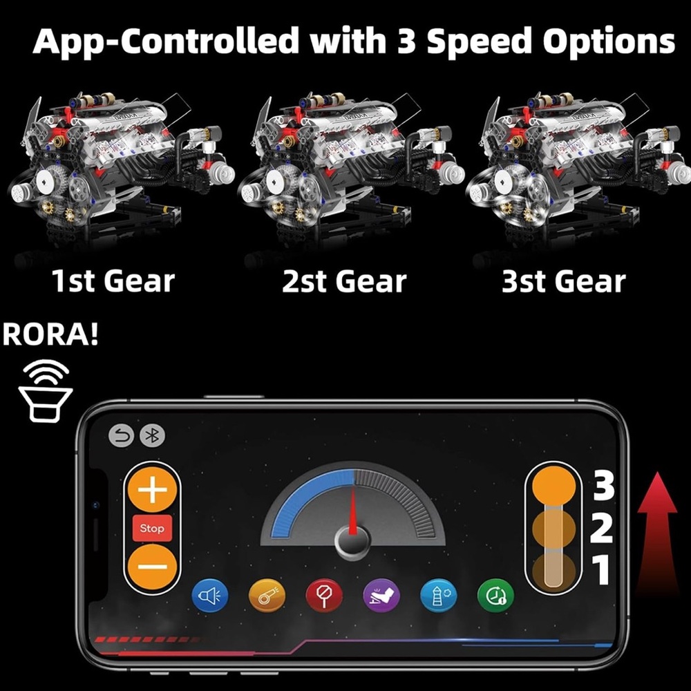 Engine Model Building Kit - Red, Black, Silver - Picture 5 of 6